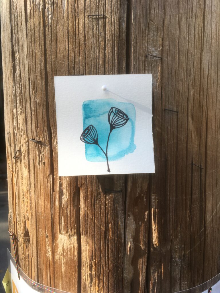 watercolor on utility pole